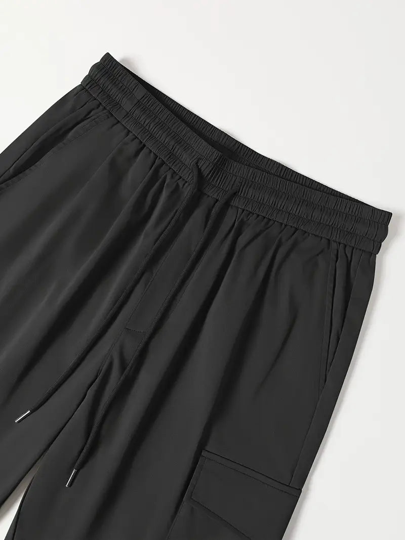 Men's Skinny Cargo Joggers – Drawstring Waist, Multi-Pocket