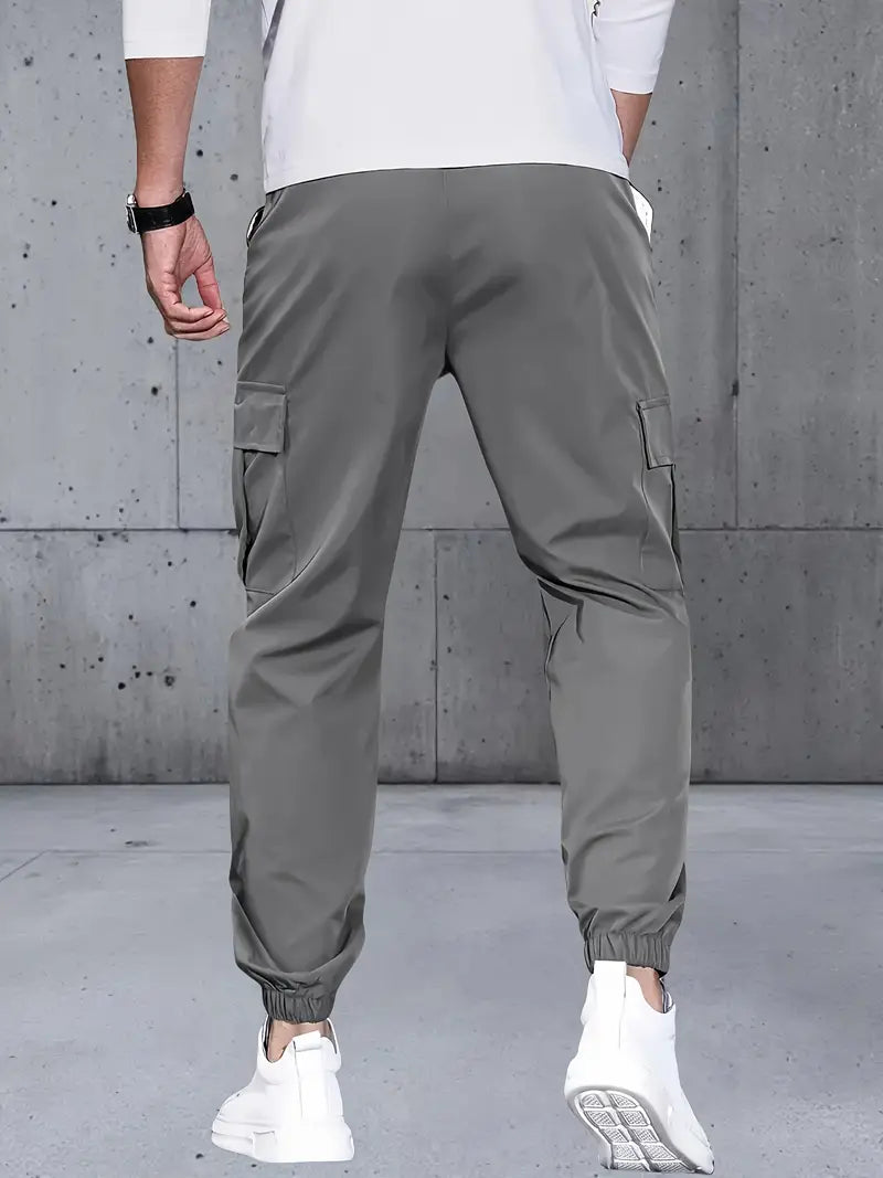 Men's Solid Color Multi-Pocket Cargo Pants