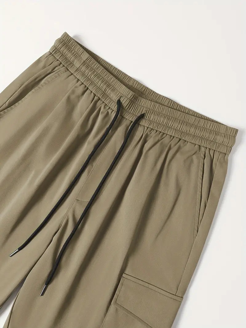Men's Skinny Cargo Joggers – Drawstring Waist, Multi-Pocket
