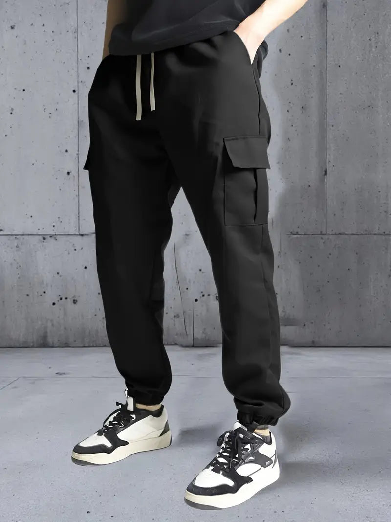 Men's Solid Color Multi-Pocket Cargo Pants