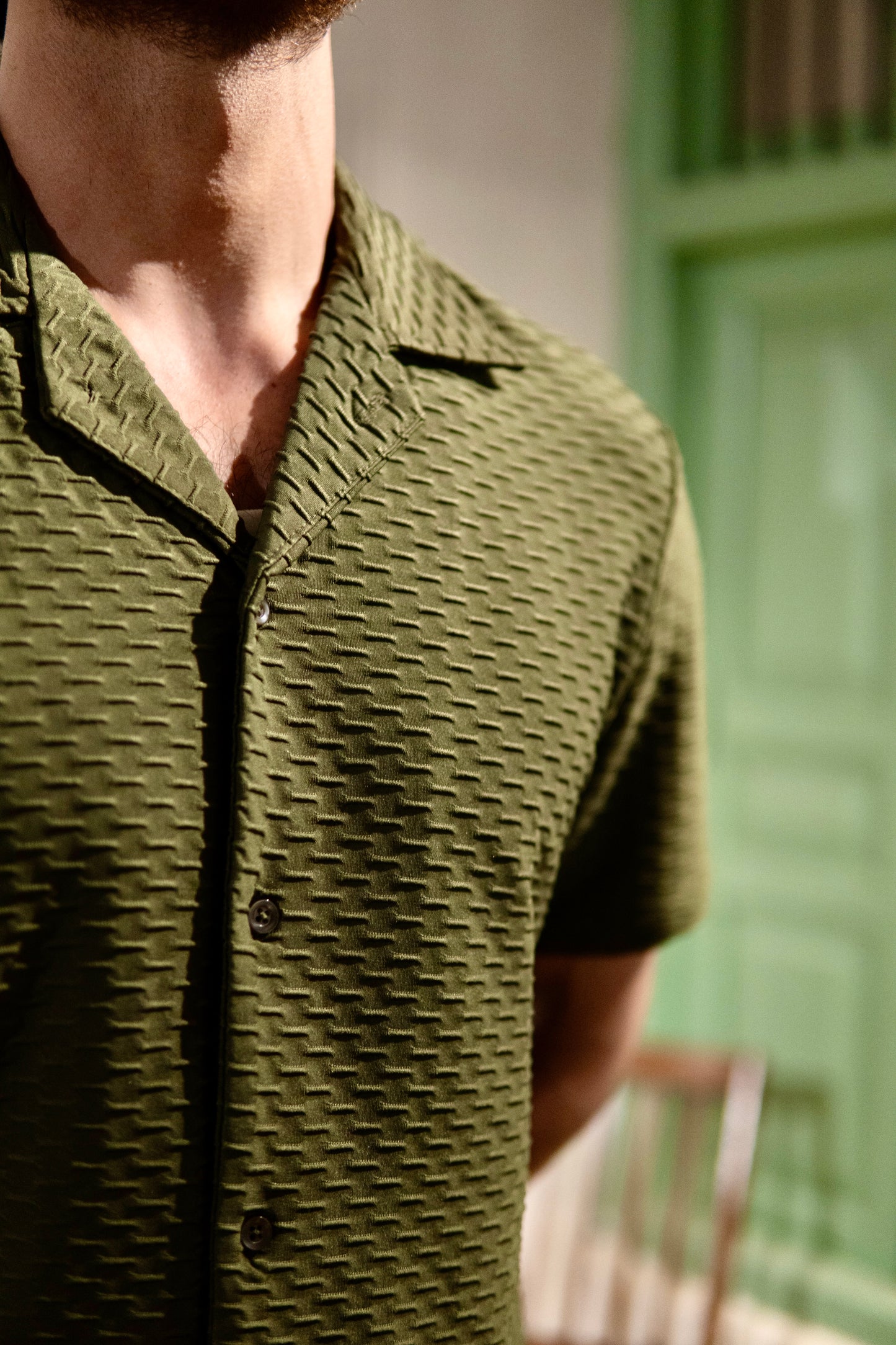 Pao Pao Green Signature Knitted Cuban Shirt for Men – Short Sleeves