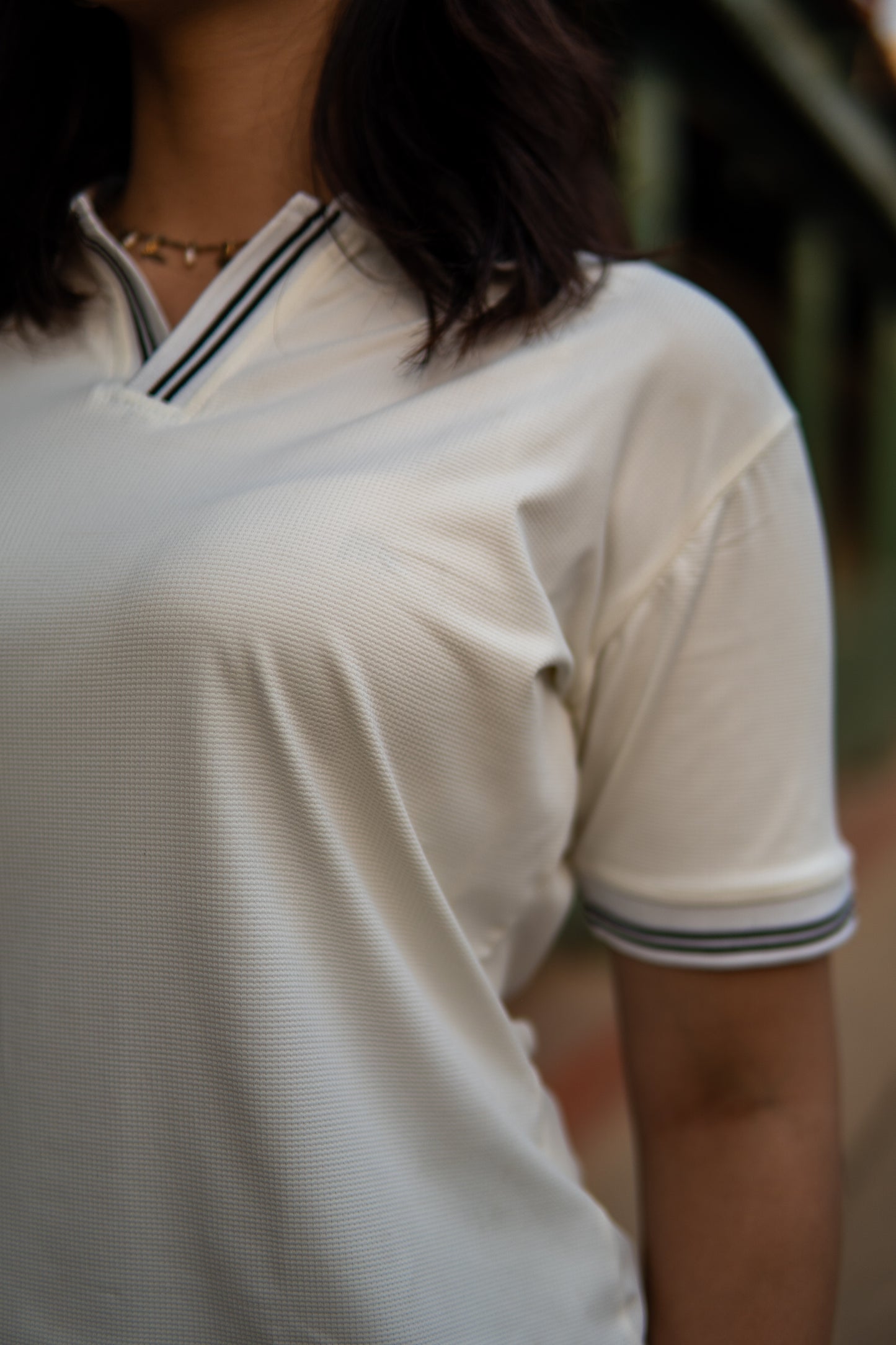 White Cropped Subox Knitted Polo Shirt for Women – Half Sleeves
