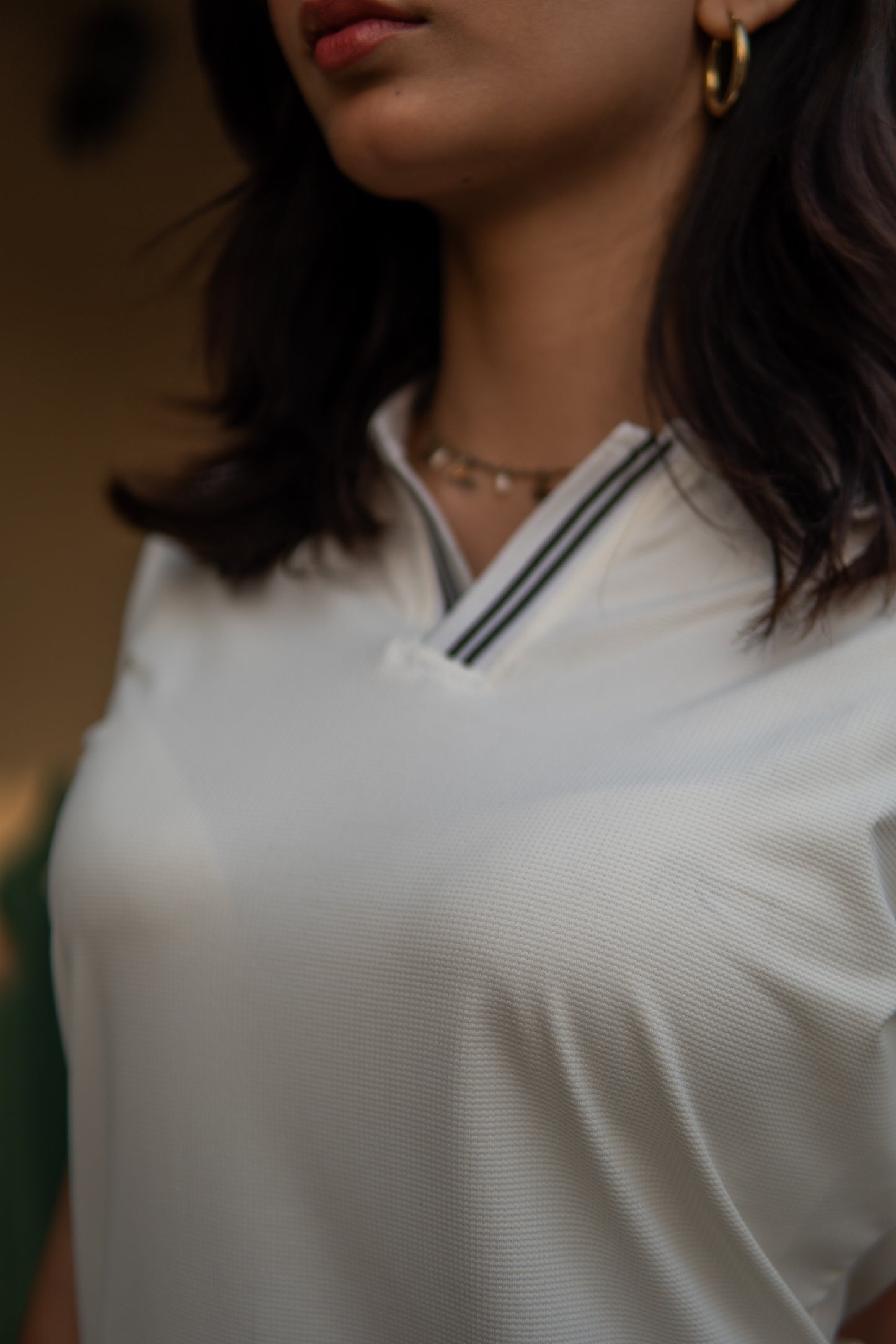 White Cropped Subox Knitted Polo Shirt for Women – Half Sleeves