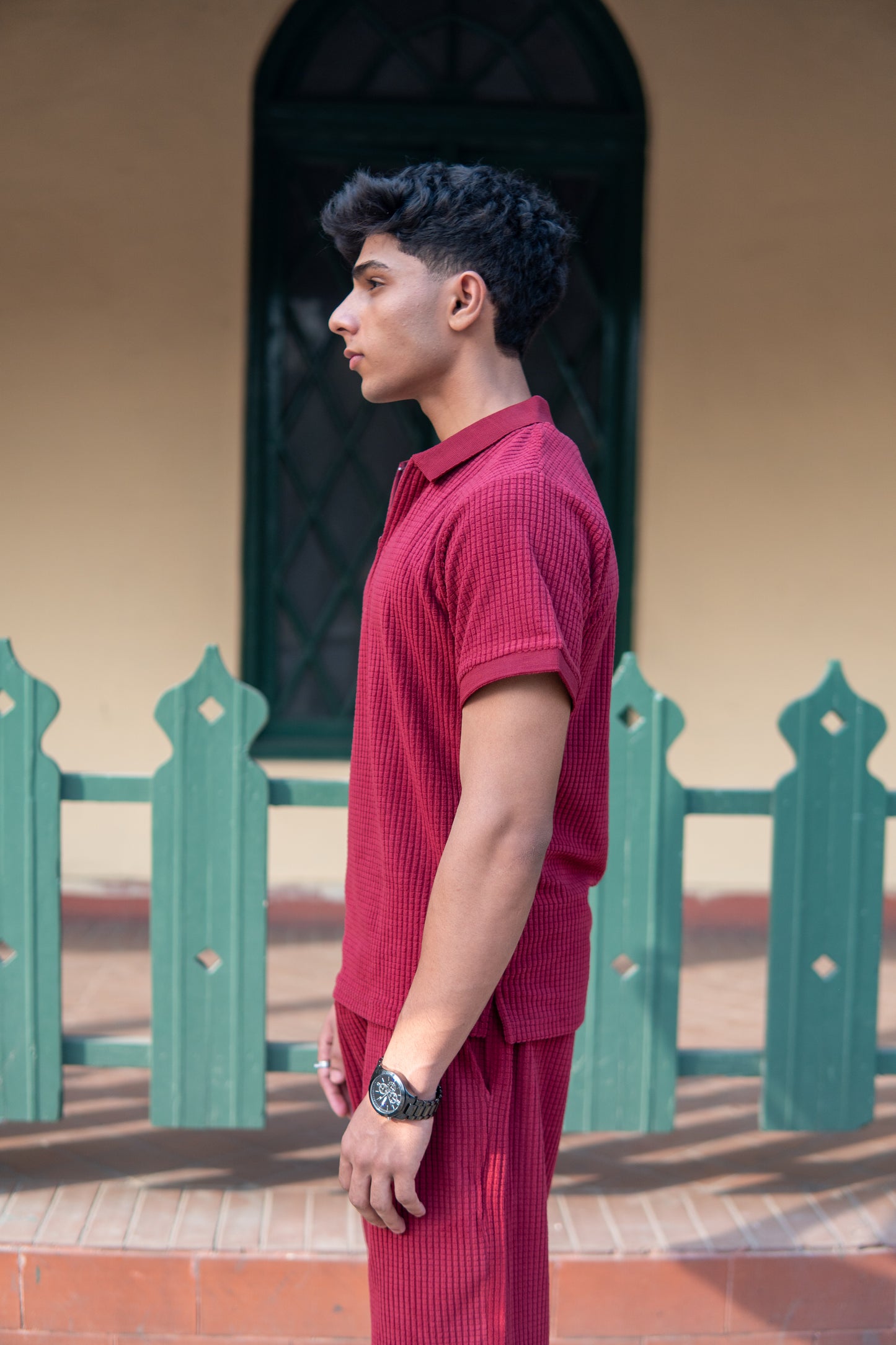 Men’s Red Square Knitted Polo & Shorts Set