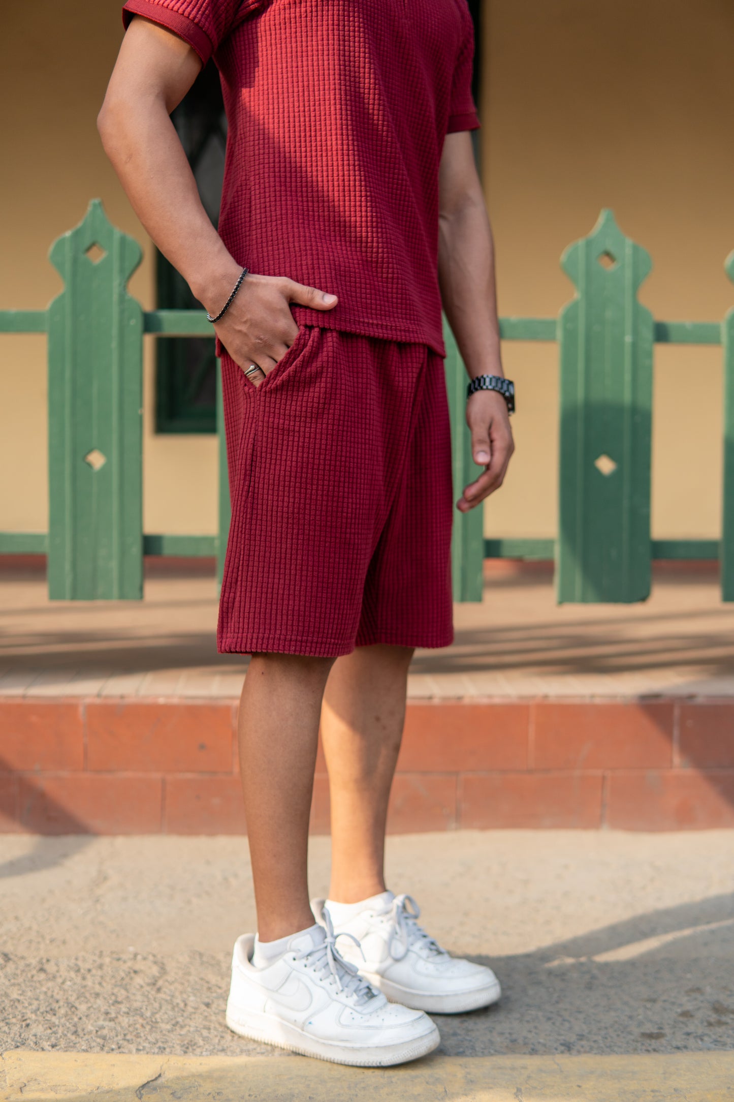 Men’s Red Square Knitted Bottom Short Pants