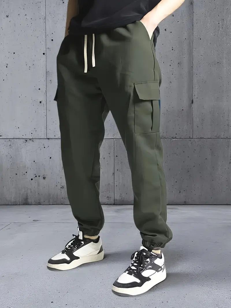 Men's Solid Color Multi-Pocket Cargo Pants