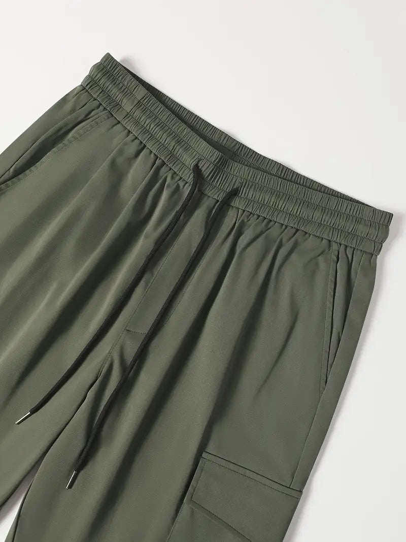 Men's Skinny Cargo Joggers – Drawstring Waist, Multi-Pocket