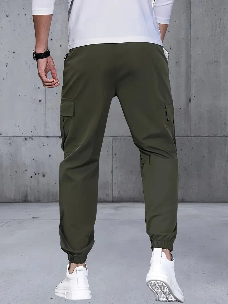 Men's Solid Color Multi-Pocket Cargo Pants