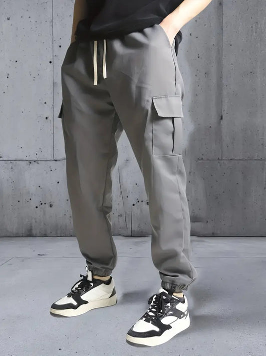 Men's Solid Color Multi-Pocket Cargo Pants