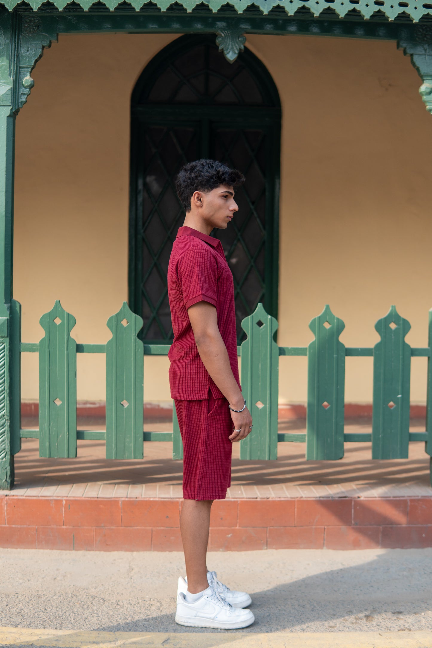 Men’s Red Square Knitted Polo & Shorts Set