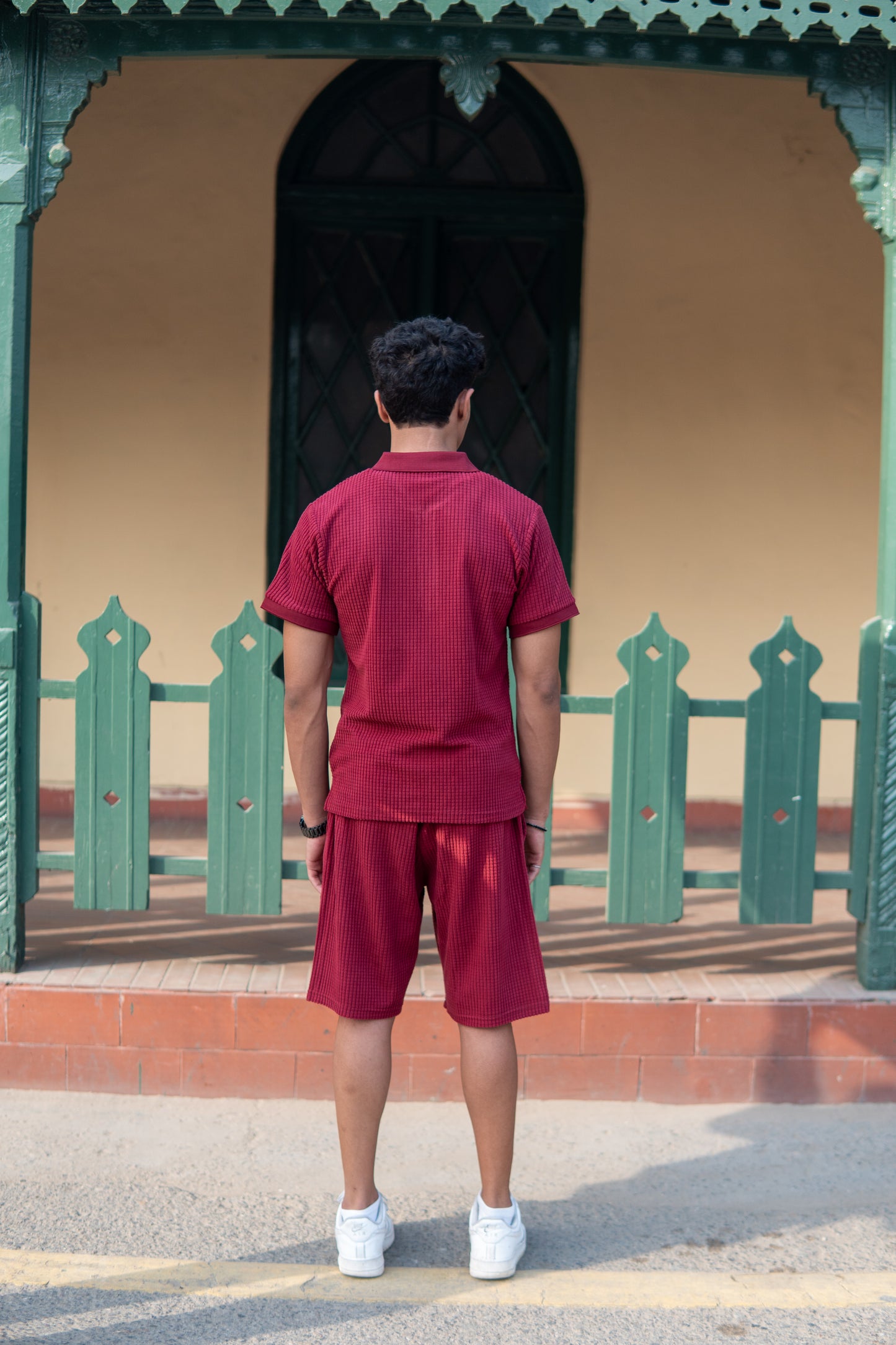 Men’s Red Square Knitted Polo & Shorts Set